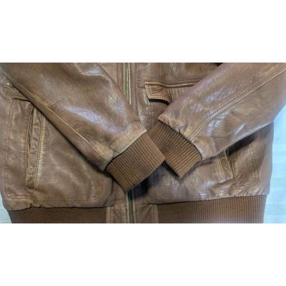 Vintage Brown Wilson's Leather Bomber Jacket with Faux Shearling Collar - XL - Picture 10 of 14